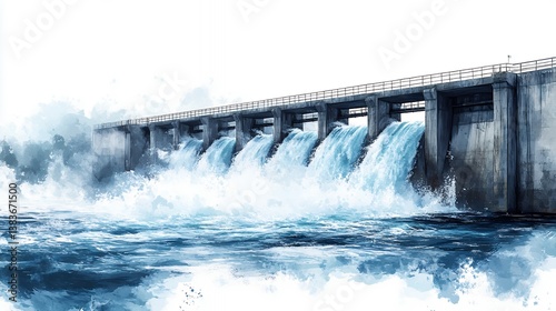 Majestic Dam With Cascading Water Creates Stunning Landscape