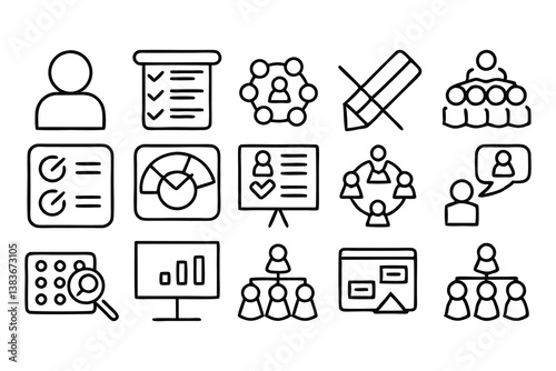 agile methodology related editable stroke outline