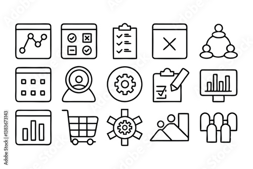 agile methodology related editable stroke outline