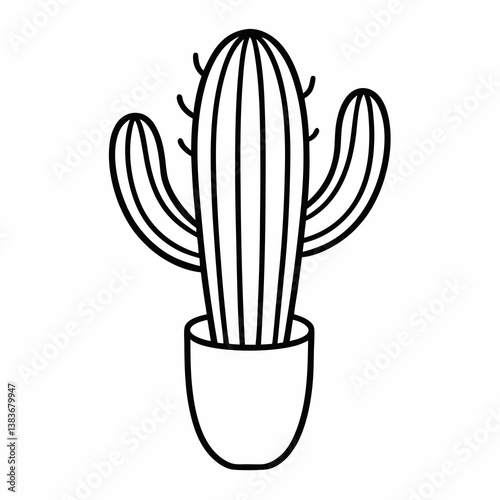 Cactus Repeat Outline Coloring Book Page Line Art