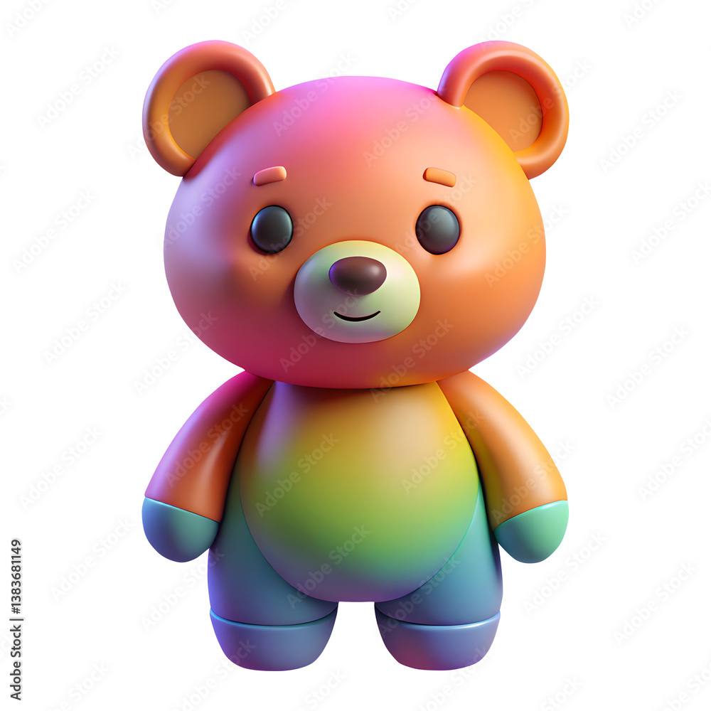 Fototapeta premium 3d colorfull teddy bears toys isolated on transparent white background, clipping path 