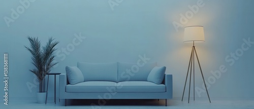 Modern living room with a cozy couch and stylish decor.