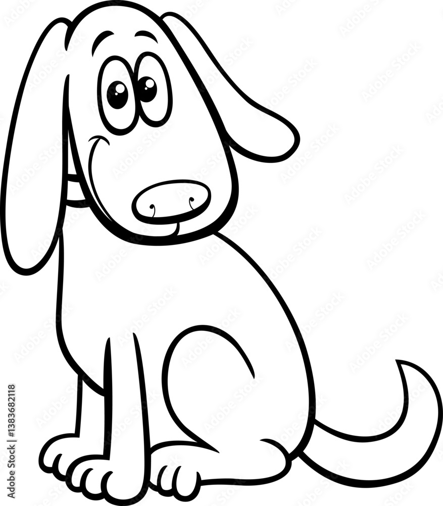 cute cartoon dog animal character sitting coloring page