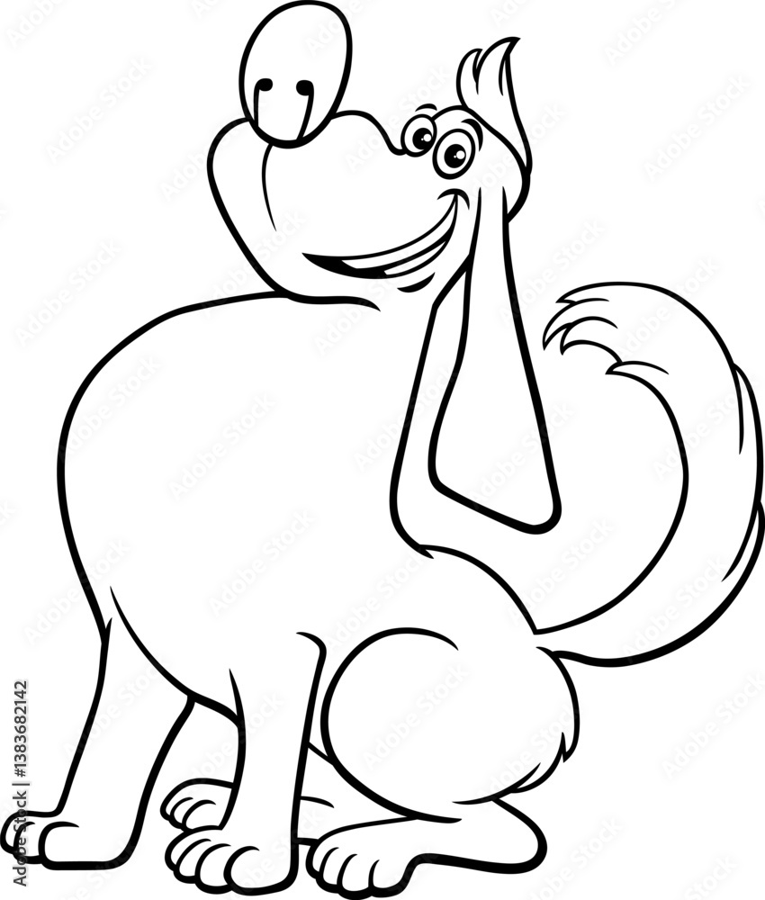 funny proud cartoon dog animal character coloring page