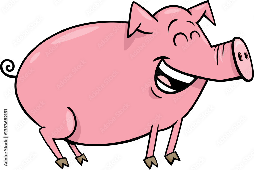 happy cartoon pig or piglet farm animal character