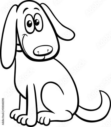 Obraz na płótnie cute cartoon dog animal character sitting coloring page w salonie