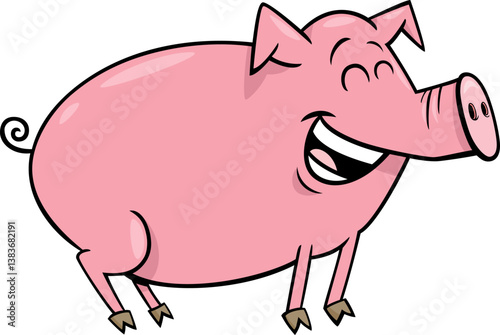 Obraz na płótnie happy cartoon pig or piglet farm animal character w salonie