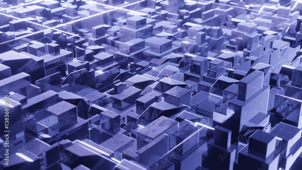 Fototapeta premium 3d render, sci-fi background from cubes