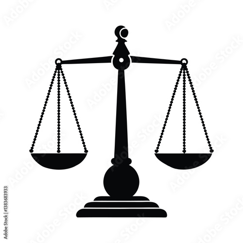 Symbol of Balance: An iconic, monochrome representation of the scales of justice, embodying fairness, equilibrium, and the pursuit of truth.