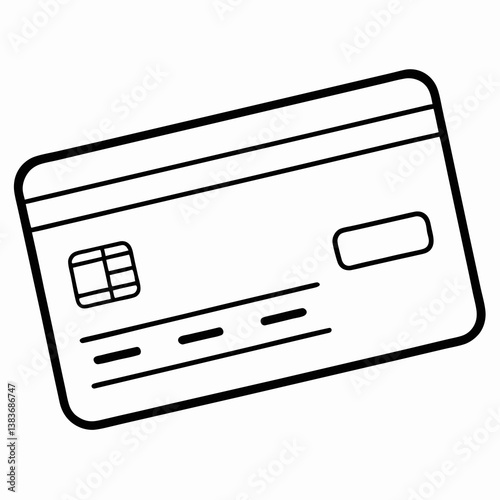 Credit Card Outline Coloring Book Page Line Art