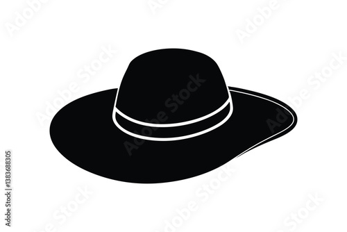 Silhouette art design of a wide-brim hat icon illustration.eps