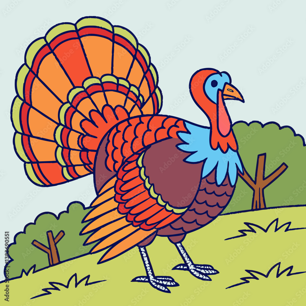 Fototapeta premium A turkey with colorful feathers