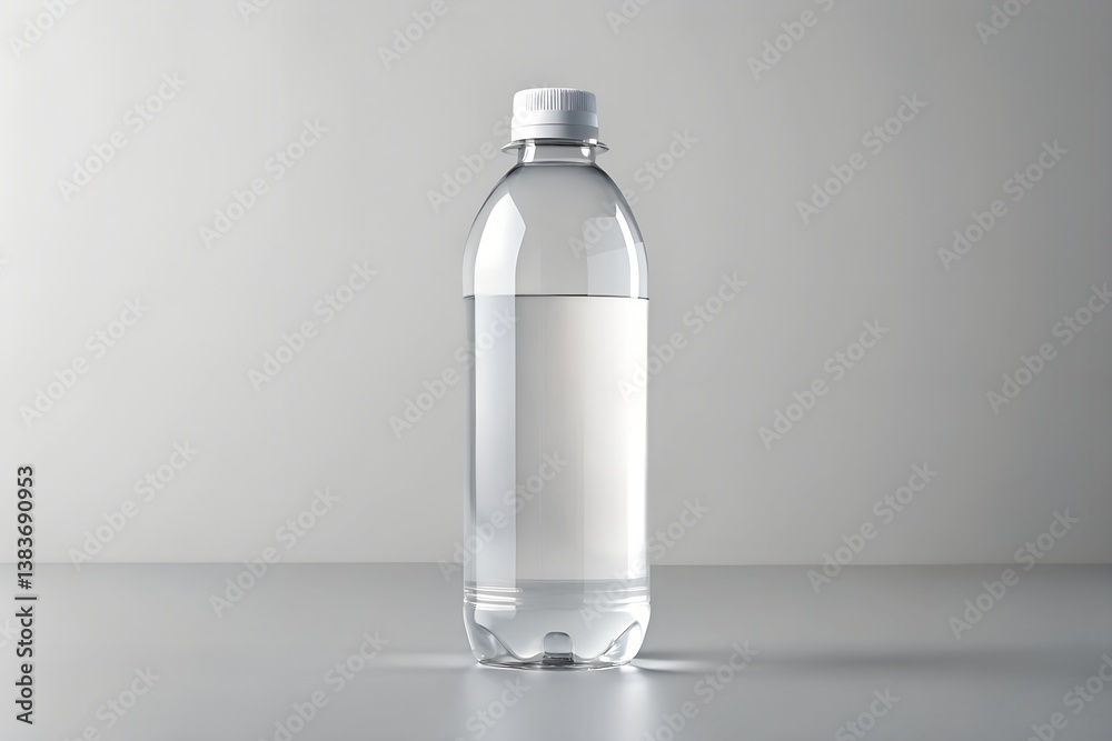 Clear PET Bottle with Minimalist White Label for Product Display Clear PET Bottle with Minimalist White Label for Product Display