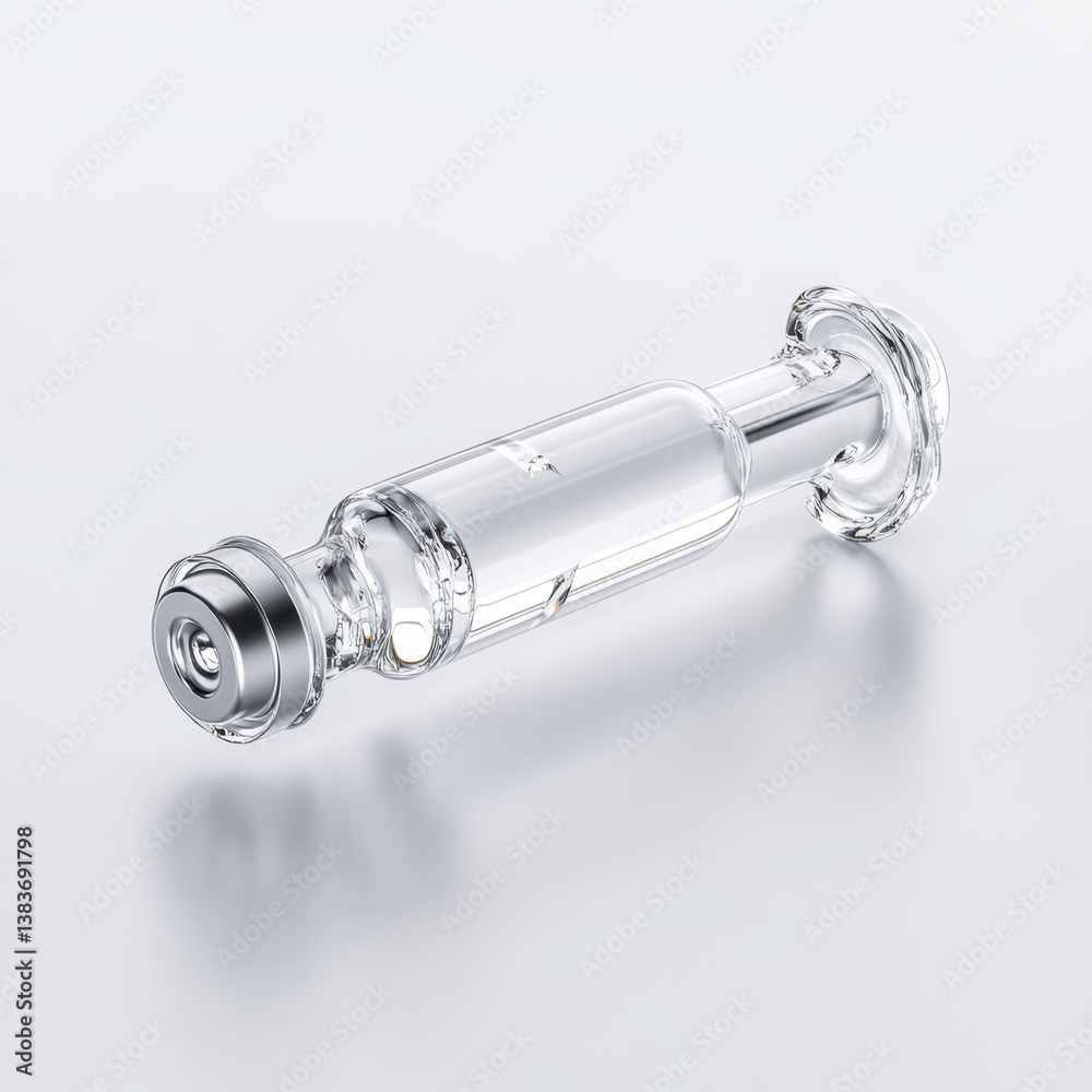 Transparent Glass Syringe on Gray Background Transparent Glass Syringe on Gray Background