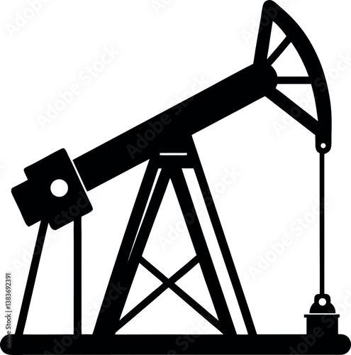 Isolated Black Oil Pump Vector Silhouette Artwork on White Background 01 eps 10 PNG Design Clipart Illustration