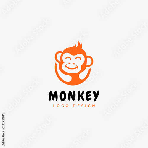 funny monkey mascot logo with flat design style vector template