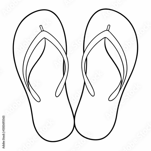 Flip Flops Outline Coloring Book Page Line Art