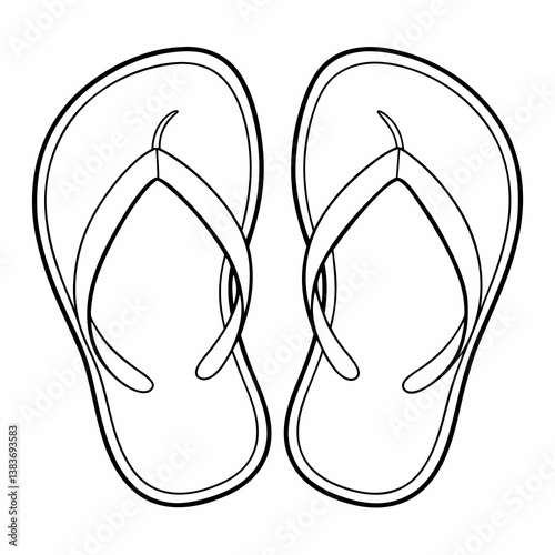 Flip Flops Outline Coloring Book Page Line Art
