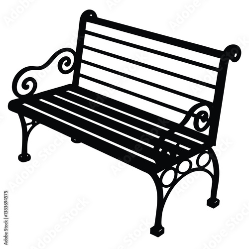 Wooden Bench Silhouette Vector Illustration – Outdoor Park and Garden Seating Design