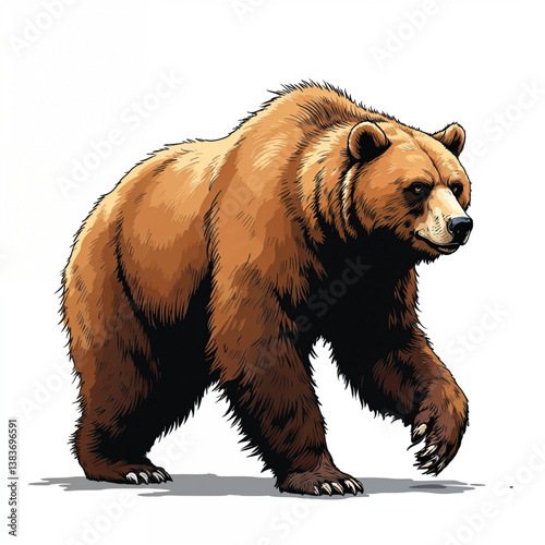 Adorable Cartoon Grizzly Bear Vector Illustration