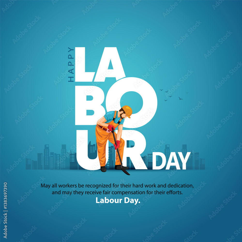 Fototapeta premium happy Labour day or international workers day abstract vector illustration. labor day and may day celebration design.
