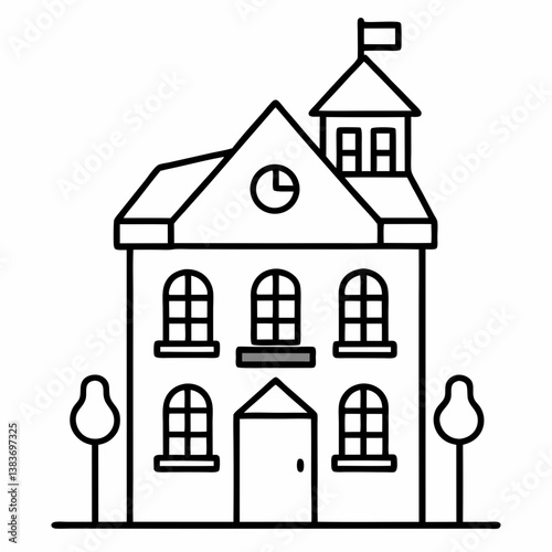 France-Themed House Outline Coloring Book Page