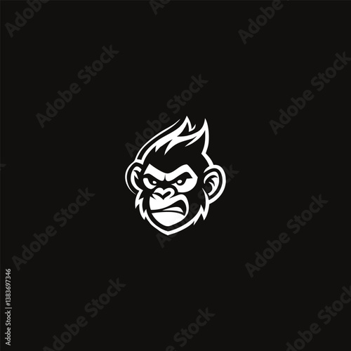 Rude Monkey Head Logo Impudent Primate Portrait Insignia