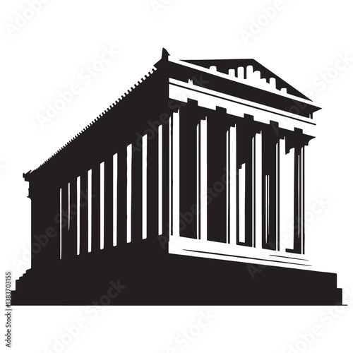 Cultural Parthenon silhouette, reflecting the timeless influence of Greek civilization – Parthenon illustration – Parthenon vector – Greek temple silhouette

