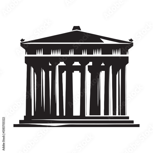 Splendid Parthenon silhouette, reflecting the intricate beauty of ancient Greek temples – Parthenon illustration – Parthenon vector – Classical architecture silhouette

