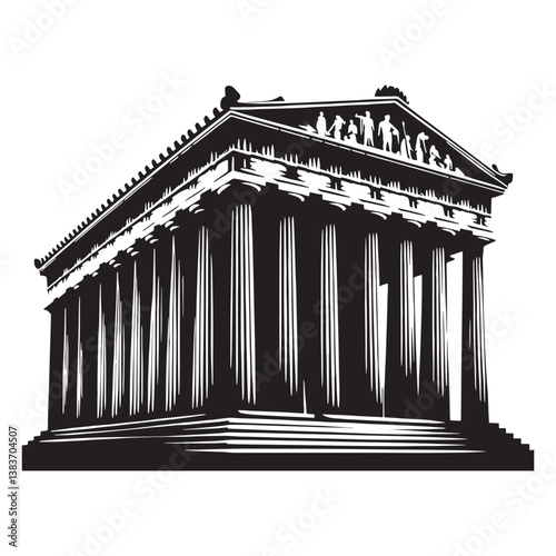 Timeless Parthenon silhouette, reflecting the grandeur and elegance of ancient Greece – Parthenon illustration – Parthenon vector – Historic monument silhouette

