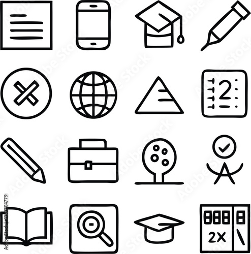 Education Topics Icons Vector Art