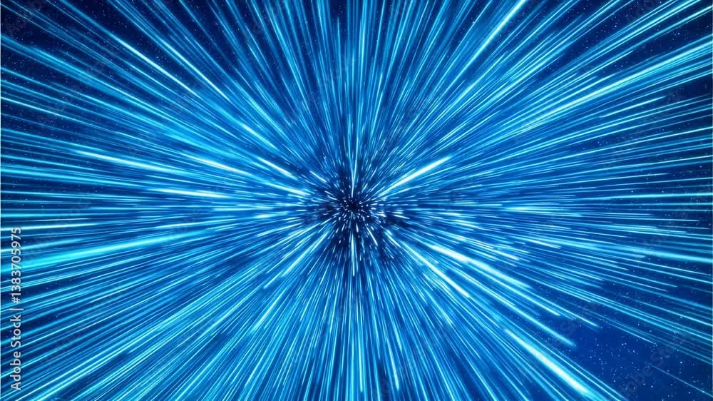 Transición de estrellas a velocidad luz – Animación cinematográfica de salto espacial futurista