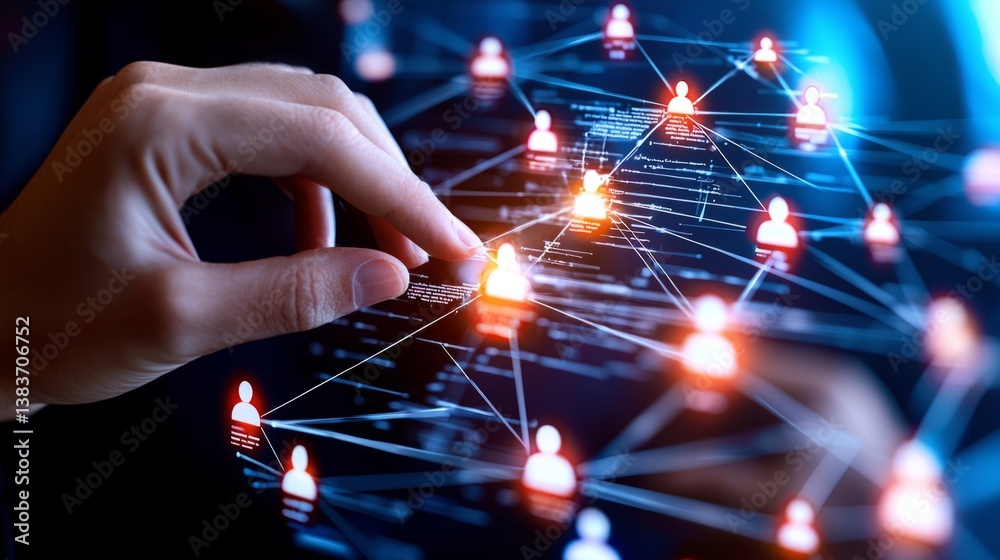 Fototapeta premium Digital Network Connection Representing Data Exchange and Interaction