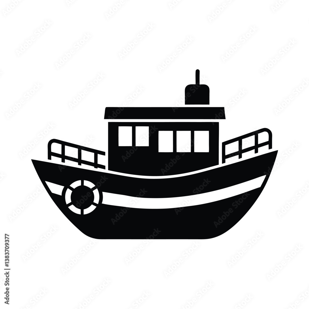 Obraz premium Silhouette of a Fishing Boat.