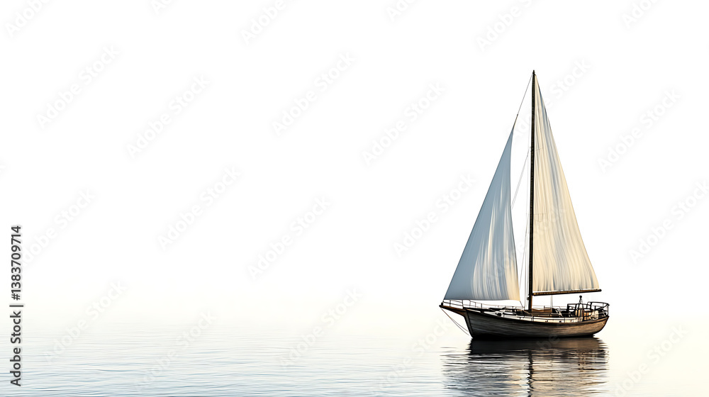 Fototapeta premium Sailing boat on white background