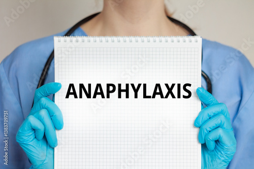 Anaphylaxis inscription text medical theme background