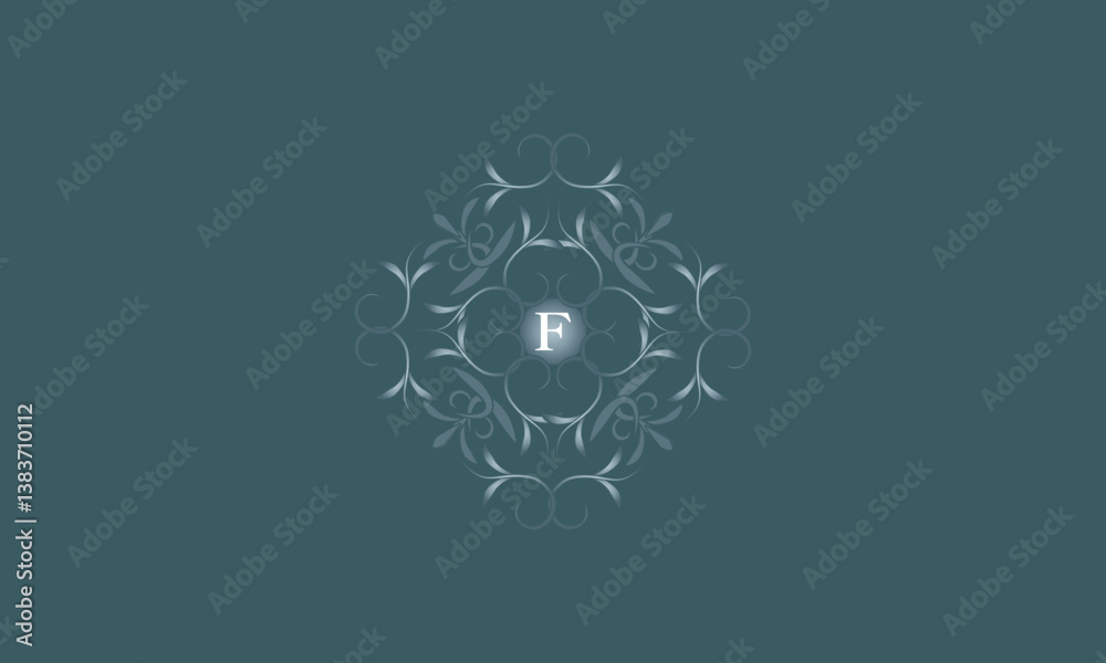 Luxury badge logo monogram with initial letter F. Floral decorative style illustration for sticker and label design, poster, greeting card, advertising business company or brands Luxury badge logo monogram with initial letter F. Floral decorative style illustration for sticker and label design, poster, greeting card, advertising business company or brands