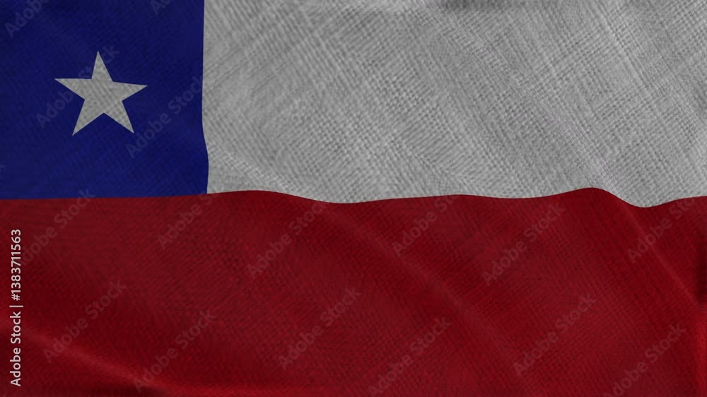 Flag of Chile, Chile 3D Animation flag waving in the wind. 4K Chile Flag Animation waving with fabric texture.
