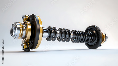 Shock absorber strut with coil spring, modern car suspension system