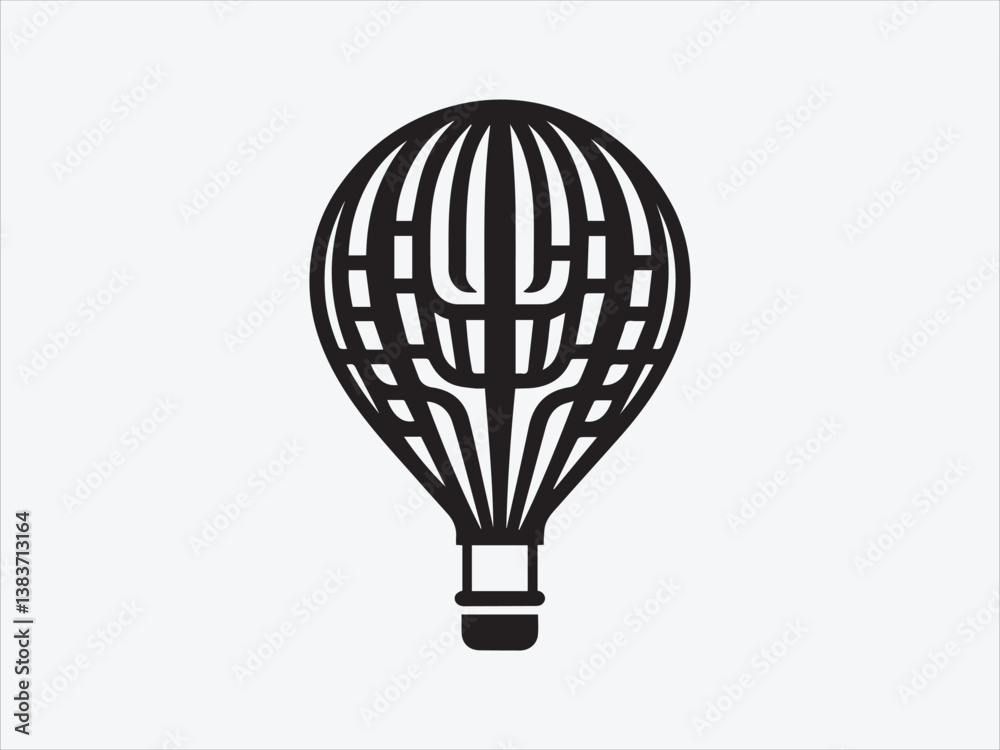 Obraz premium Hot Air Balloon Silhouette Floating in the Sky with Vintage Adventure and Travel-Inspired Design