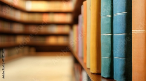 Book Library shelves filled with colorful books, inviting readers to explore.