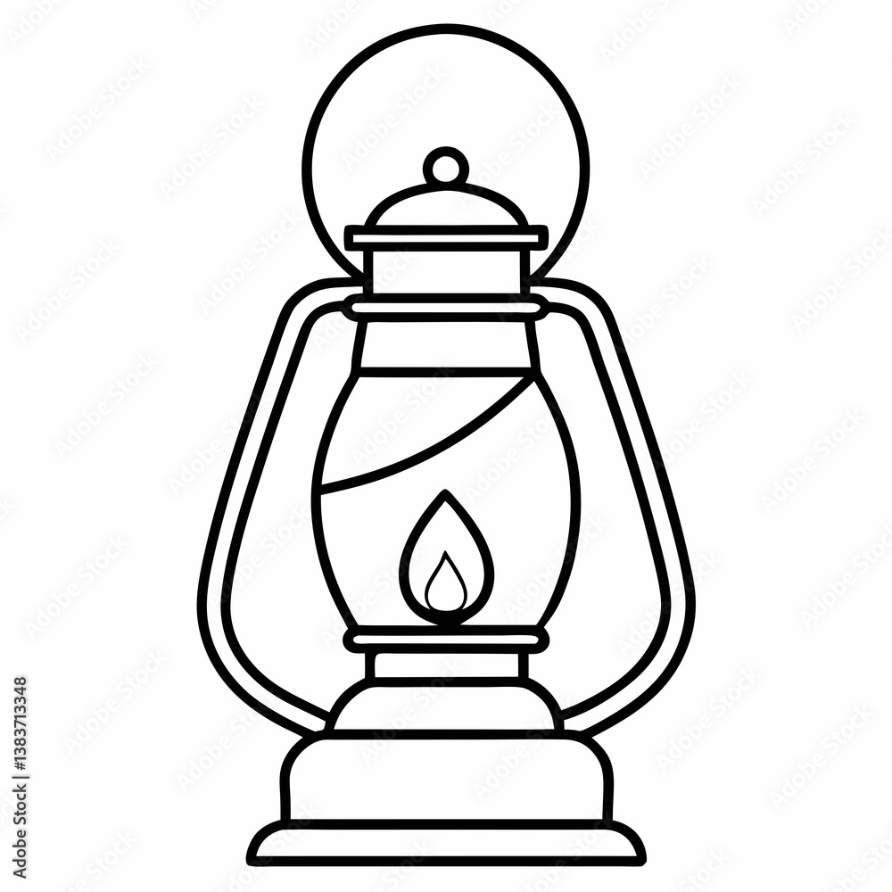 Kerosene Light Outline Coloring Book Page Line Art Kerosene Light Outline Coloring Book Page Line Art