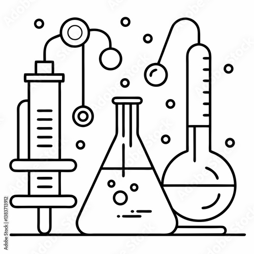 Laboratory Outline Coloring Book Page Line Art Drawing