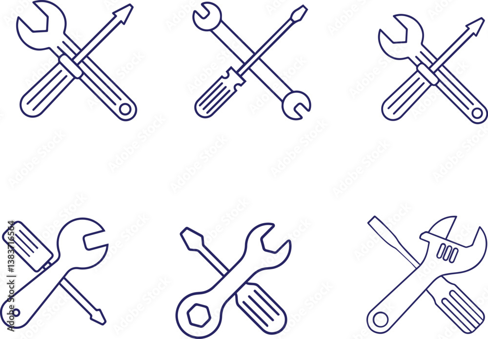Tools graphic icons set. Repair and construction tools. Screwdriver equipment icon vector. Settings and repair, service sign vector Tools graphic icons set. Repair and construction tools. Screwdriver equipment icon vector. Settings and repair, service sign vector