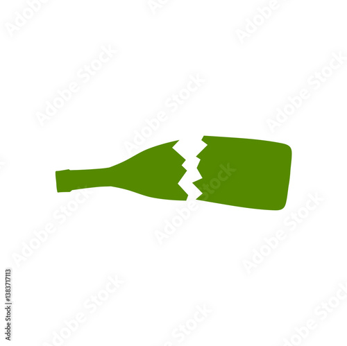 Broken bottle glass vector icon 