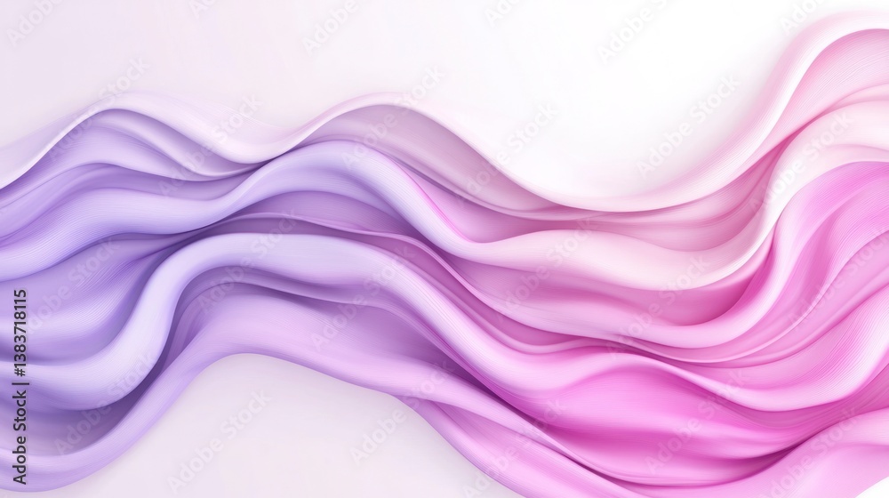 Naklejka premium Abstract Flowing Fabric with Purple and Pink Gradient Waves Design