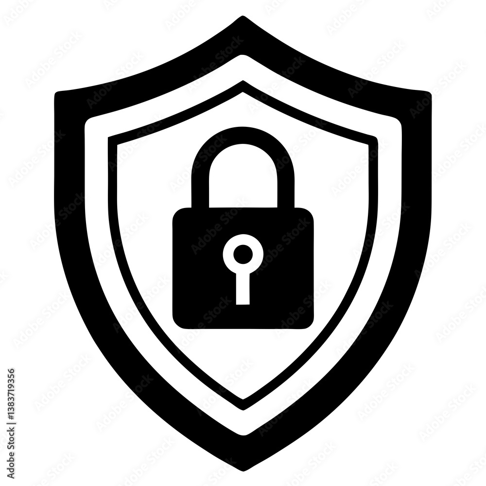 Security Shield Icon with Lock for Data Protection and Privacy Security Shield Icon with Lock for Data Protection and Privacy
