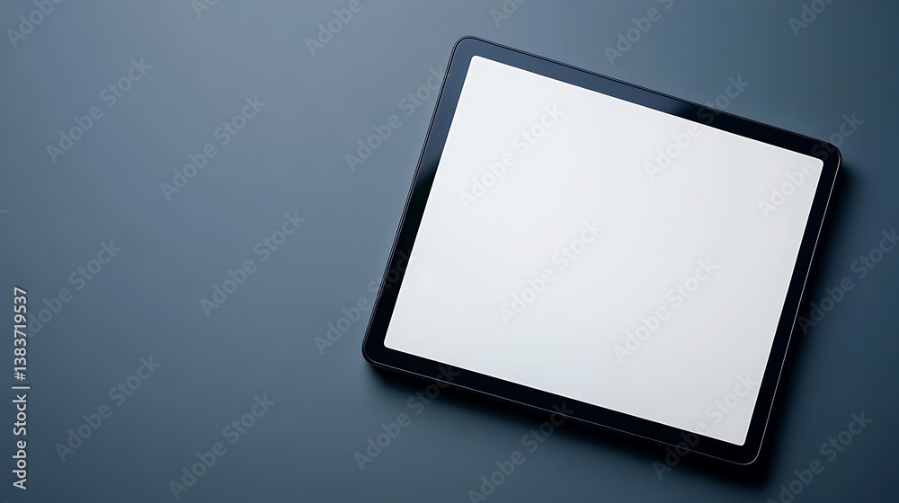 Tablet computer with blank screen on gray background, based on Tablet computer with blank screen on gray background, based on