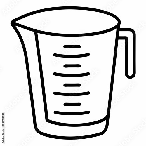 Measuring Cup Outline Coloring Book Page Line Art Drawing