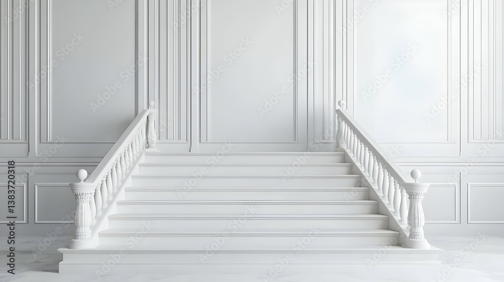 Obraz premium White Staircase In Elegant Interior Design